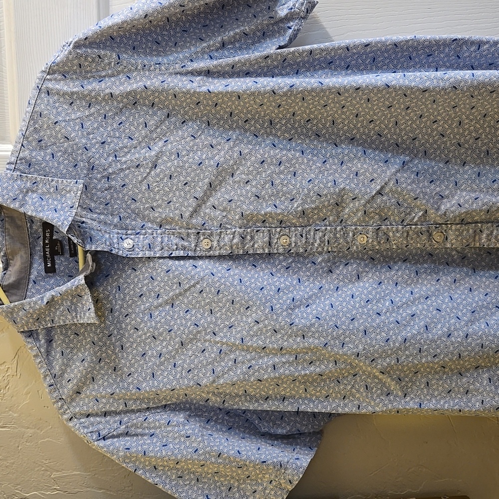 Michael Kors Mens Short Sleeve Classic Fit Button Down Shirt Size XL